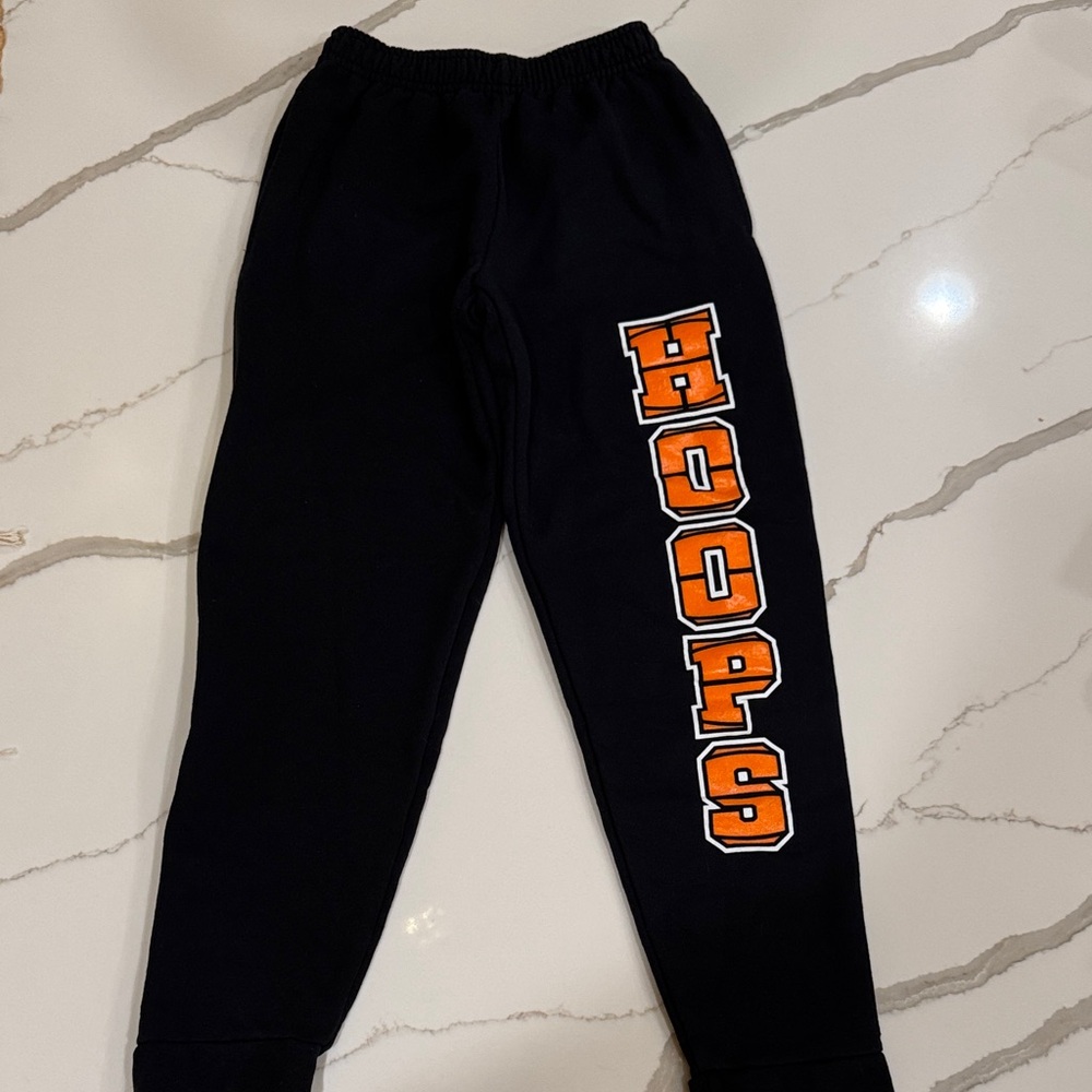 Kids Black and Orange 'Hoops' Sweatpants